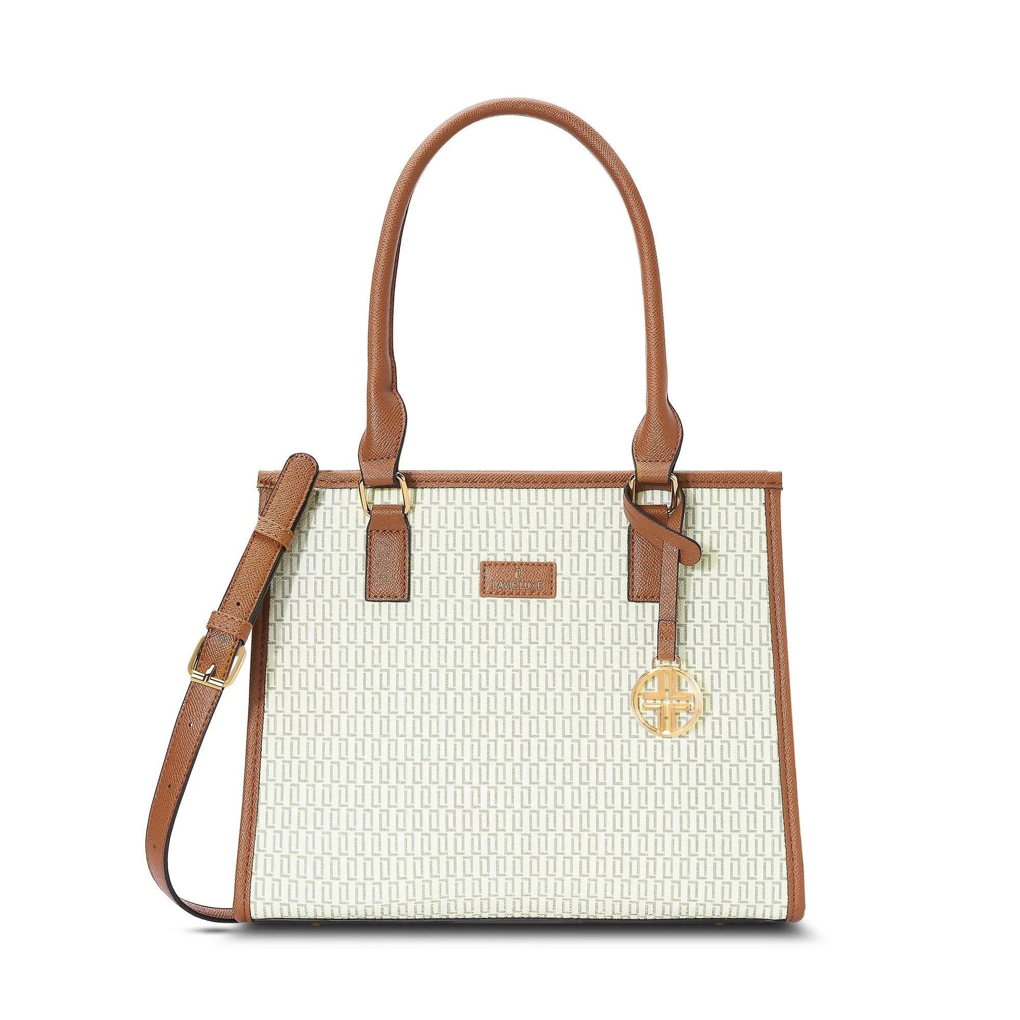 Lavie Luxe Monogram Quad Off White Medium Women's Satchel