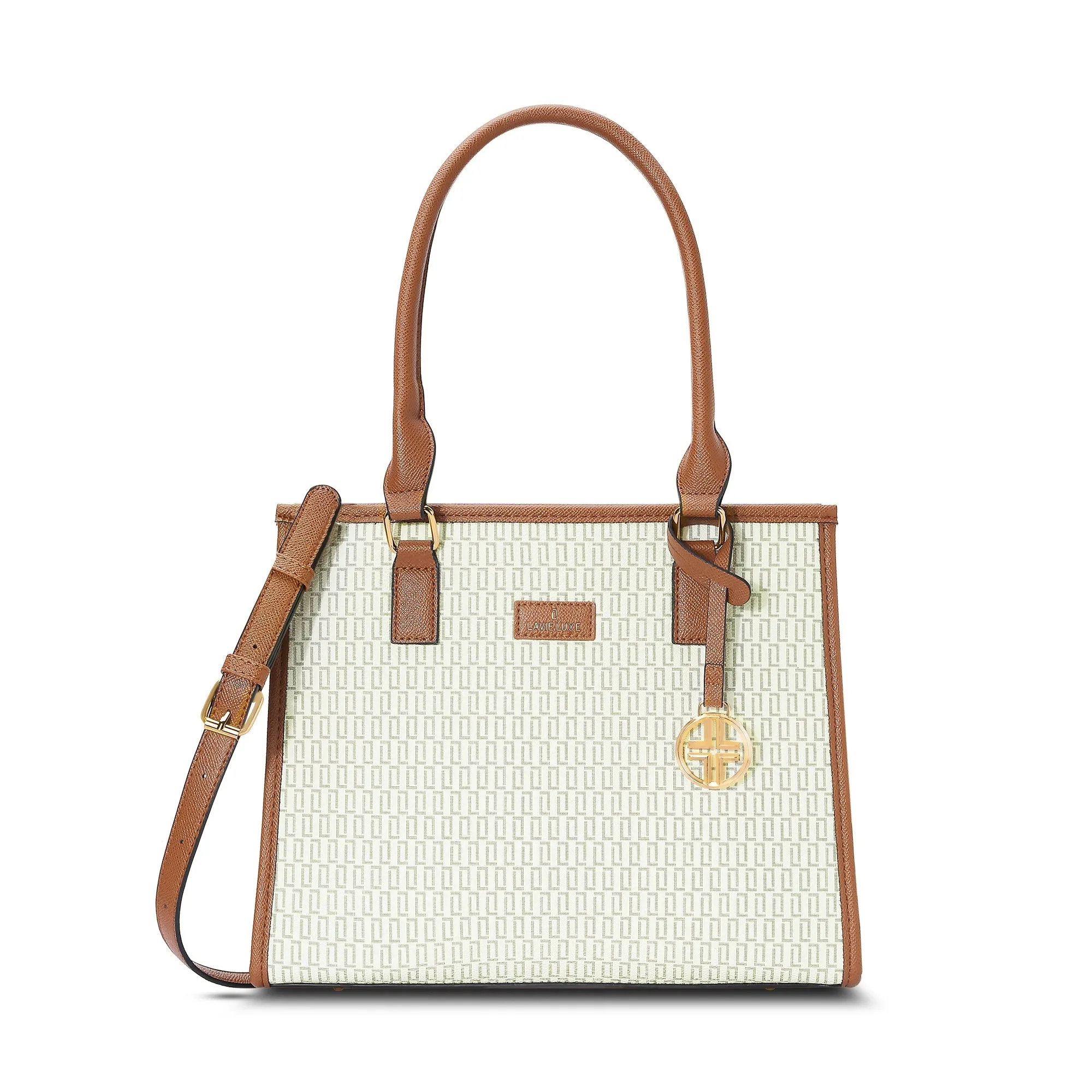 Lavie Luxe Monogram Quad Off White Medium Women's Satchel