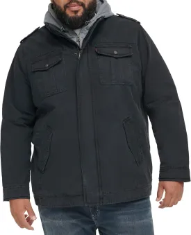 Levi's Men's Washed Cotton Hooded Military Jacket