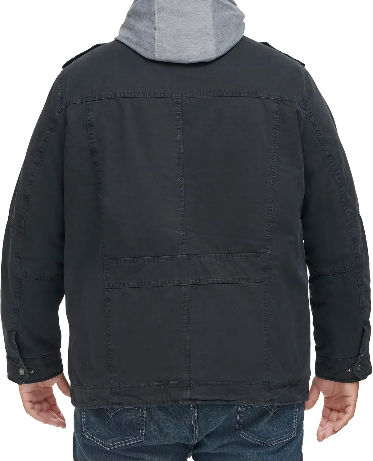 Levi's Men's Washed Cotton Hooded Military Jacket