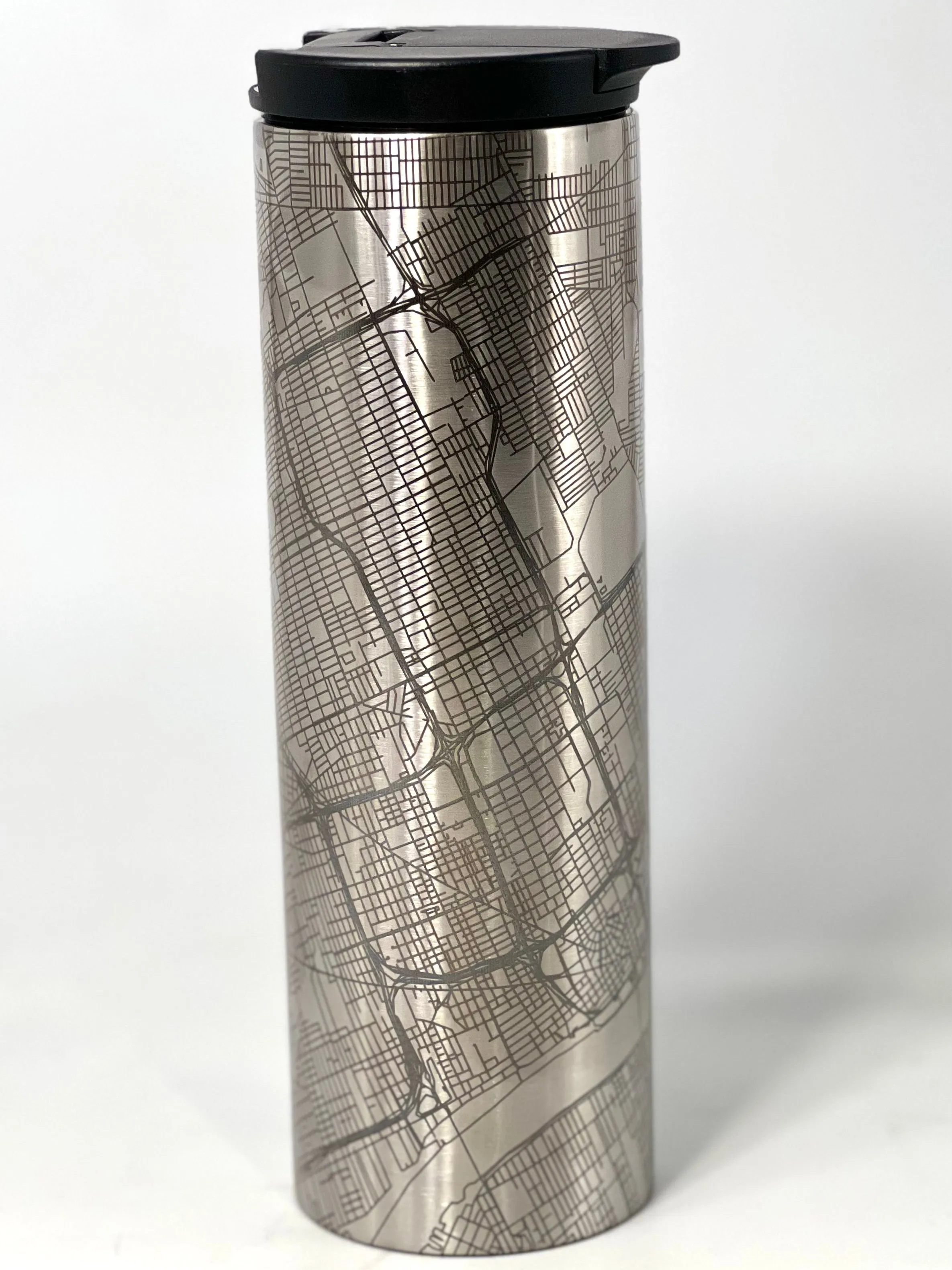 Map of Detroit Coffee Tumbler / Silver