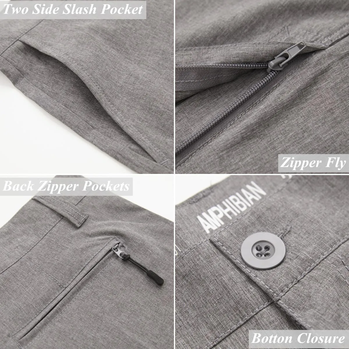 Mens Cargo Shorts Hybrid Amphibian Workout Pants Casual Athletic Golf Workout Lightweight Multi Pockets Twill Short