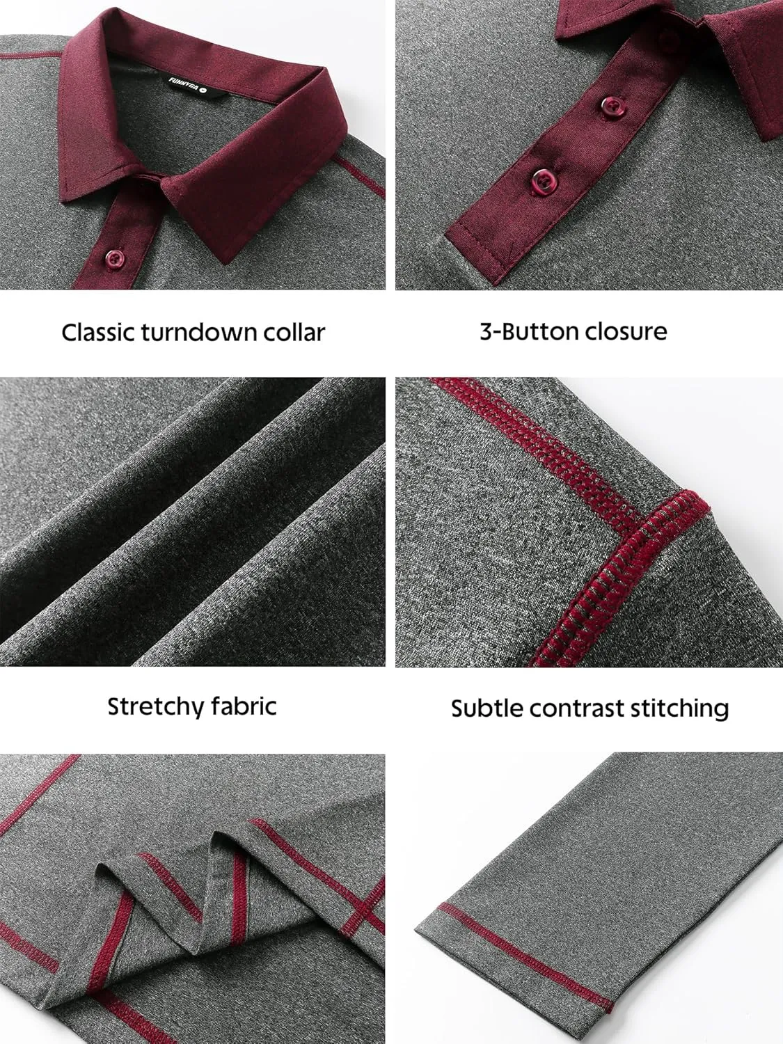 Mens Long Sleeve Polo Shirts Summer Casual Lightweight Knit True Classic Contrast Collar Button-Down Golf Tees Basic