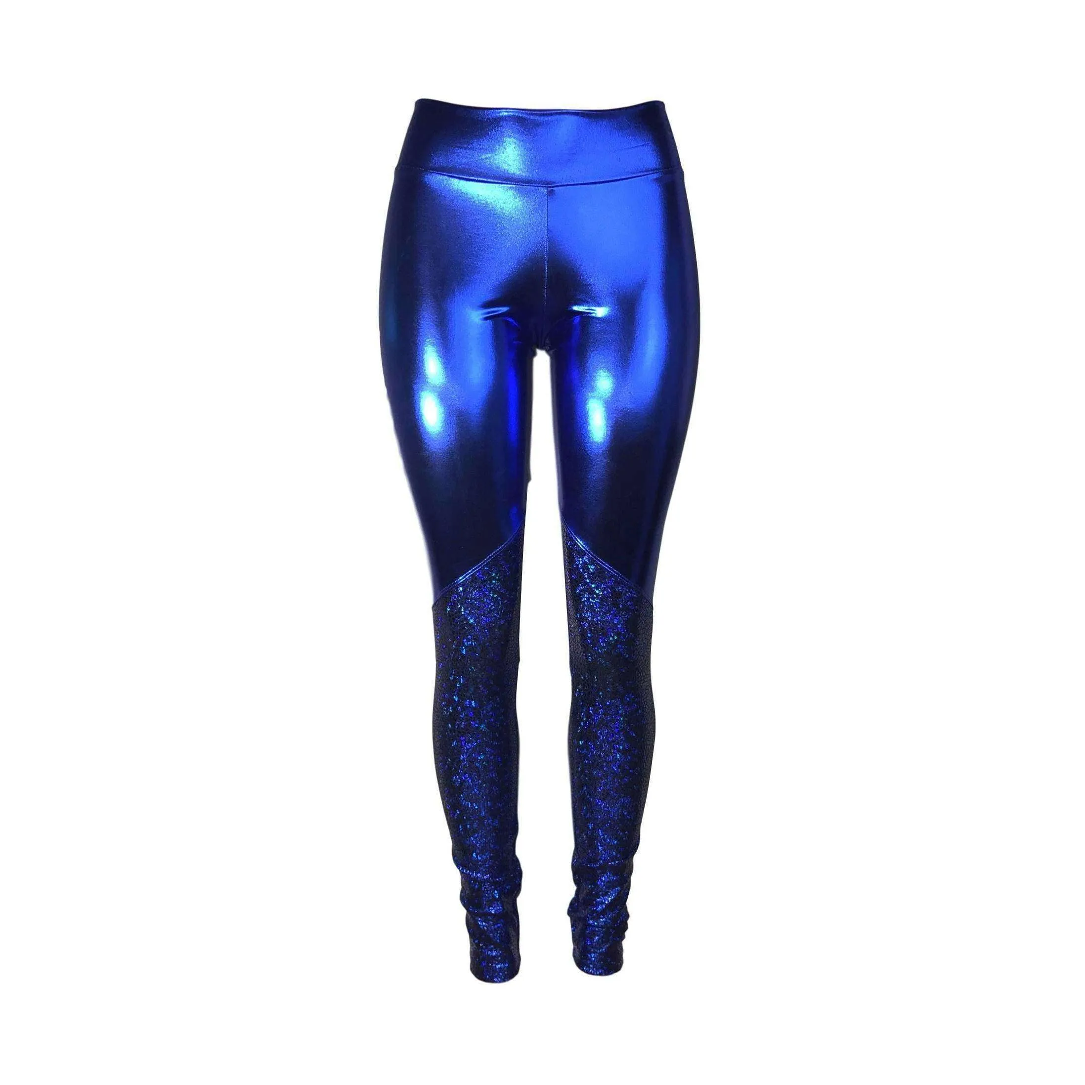 Metallic Blue and Avatar Mid-Rise Leggings Pants