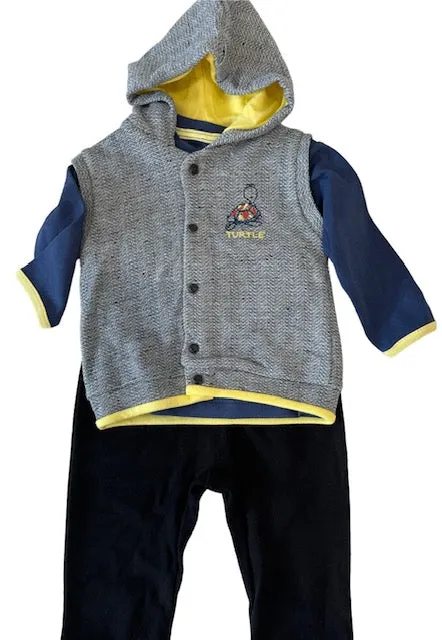 Newborn, Infant & Toddler Animal Theme (Turtle) 3-Piece Hoodie Jacket Set for Little Boys & Girls