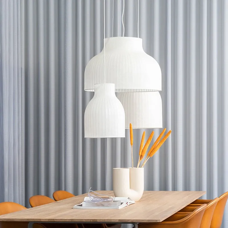 Nordic LED Pendant Chandelier: Modern Silk Fabric Hanging Lamp for Living Room, Dining Room, Bar, and Stairs