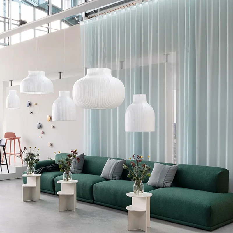 Nordic LED Pendant Chandelier: Modern Silk Fabric Hanging Lamp for Living Room, Dining Room, Bar, and Stairs