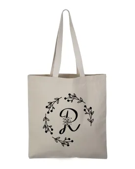 ''R'' Letter Initial Canvas Tote Bag - Initials Bags