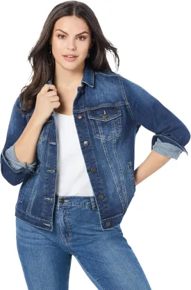 Roaman's Women's Plus Size Essential Stretch Denim Jacket