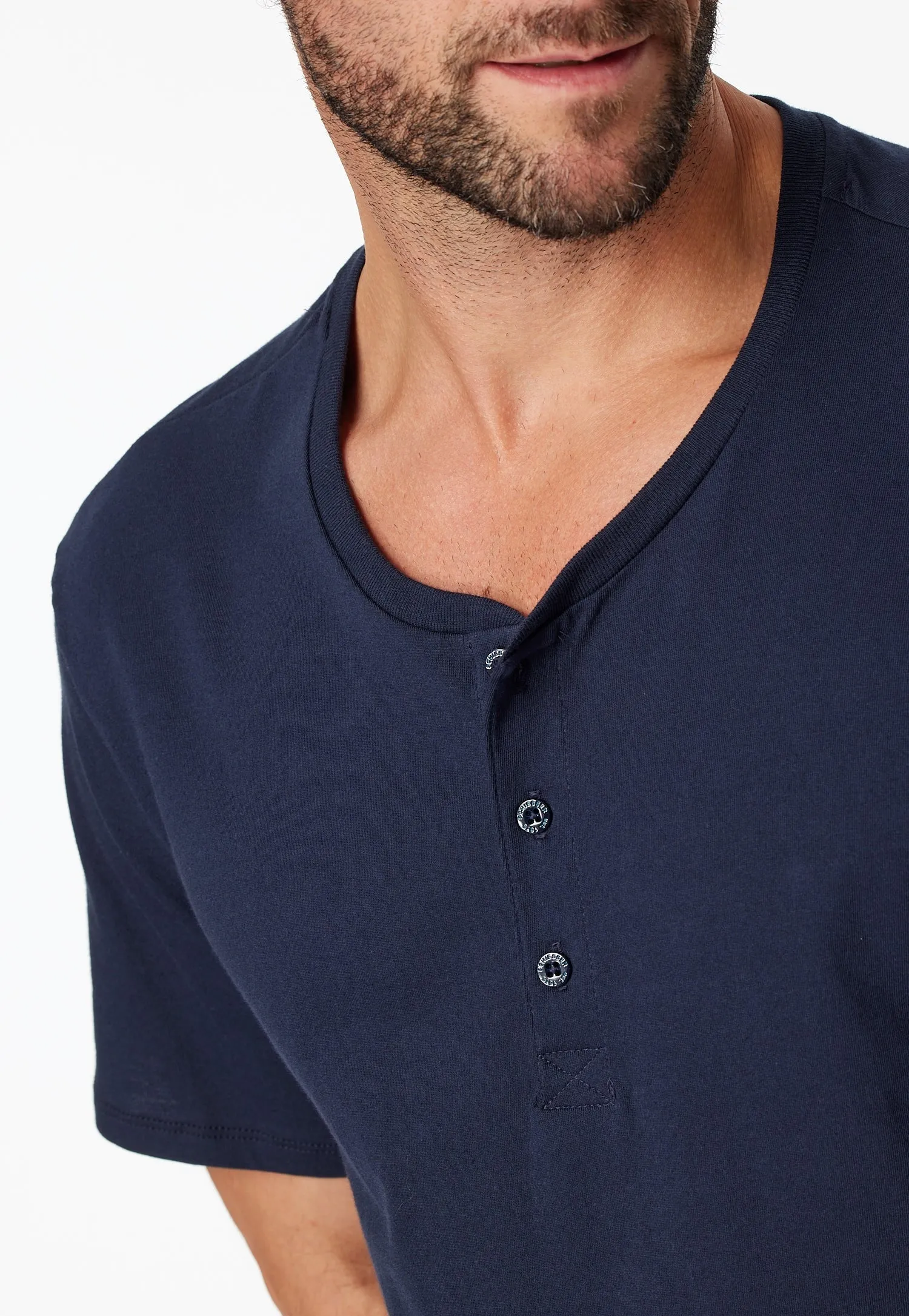 New Schiesser Mix & Relax Short Sleeve Shirt with Button Placket
