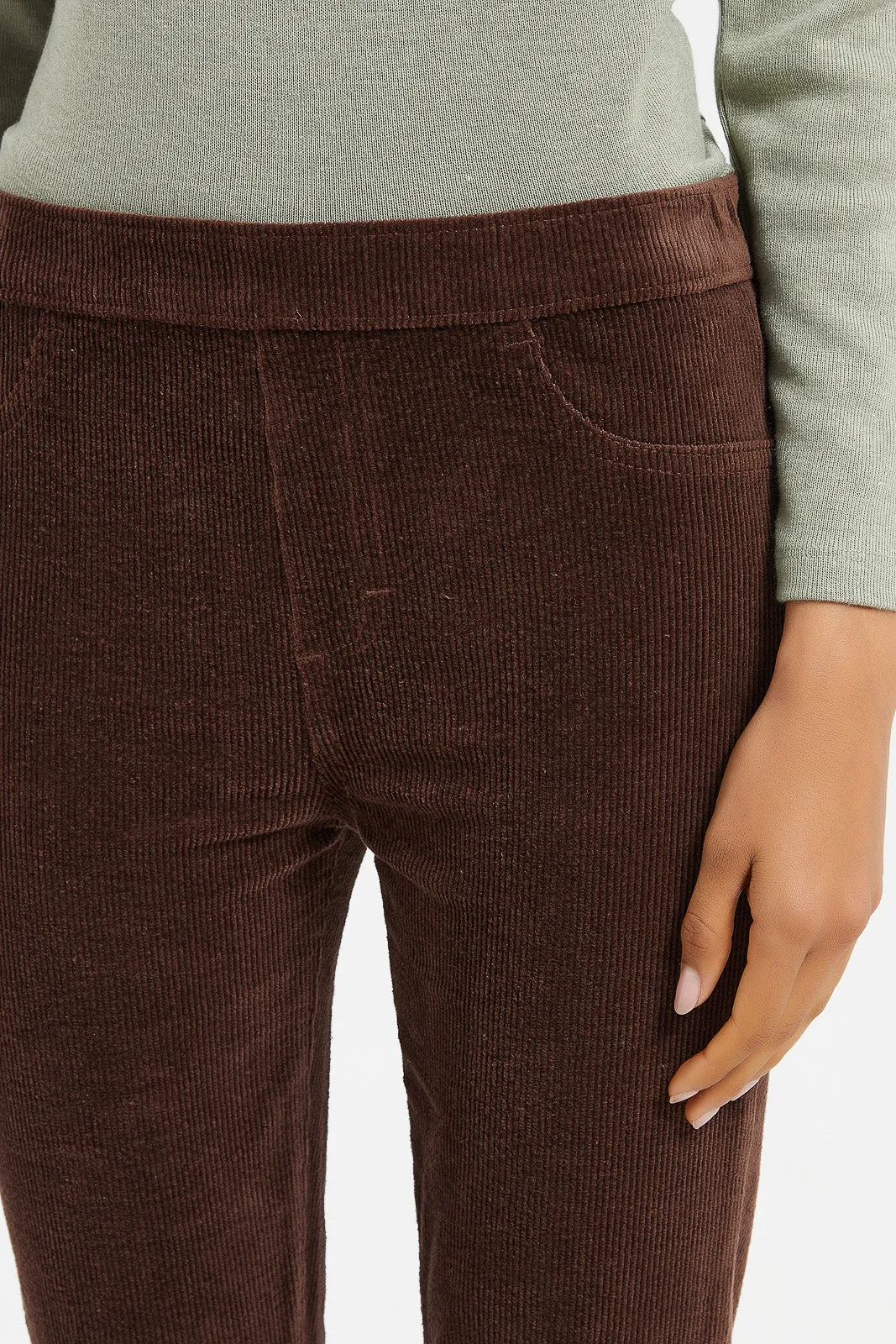 Senior Girls Brown Ribbed Pants
