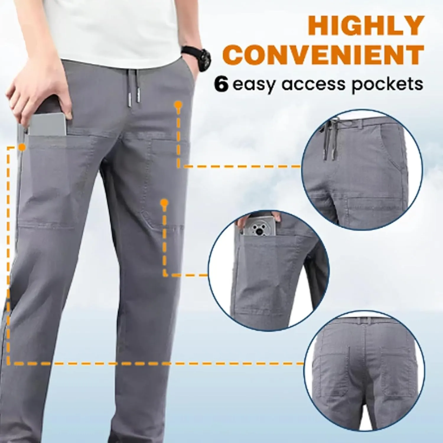Sirmale Cargo Pants, Sirmale Multipants - High Stretch Multi-Pocket Cargo Pants, Men Comfy Multi Pants-Black||S