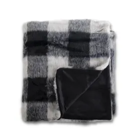 Square Black & Gray Faux Fur Throw Blanket