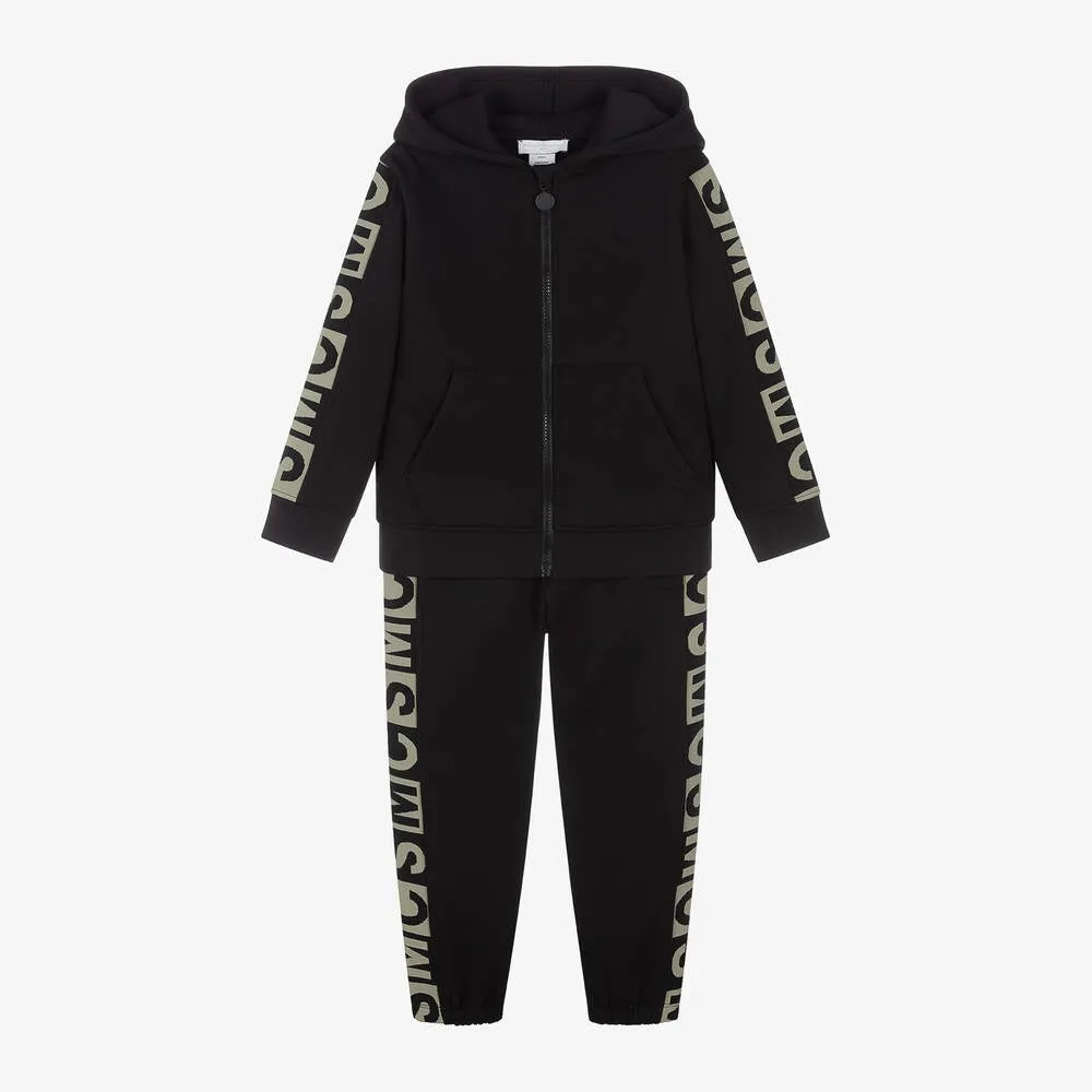 Stella McCartney Boys Black Cotton SMC Logo Tracksuit