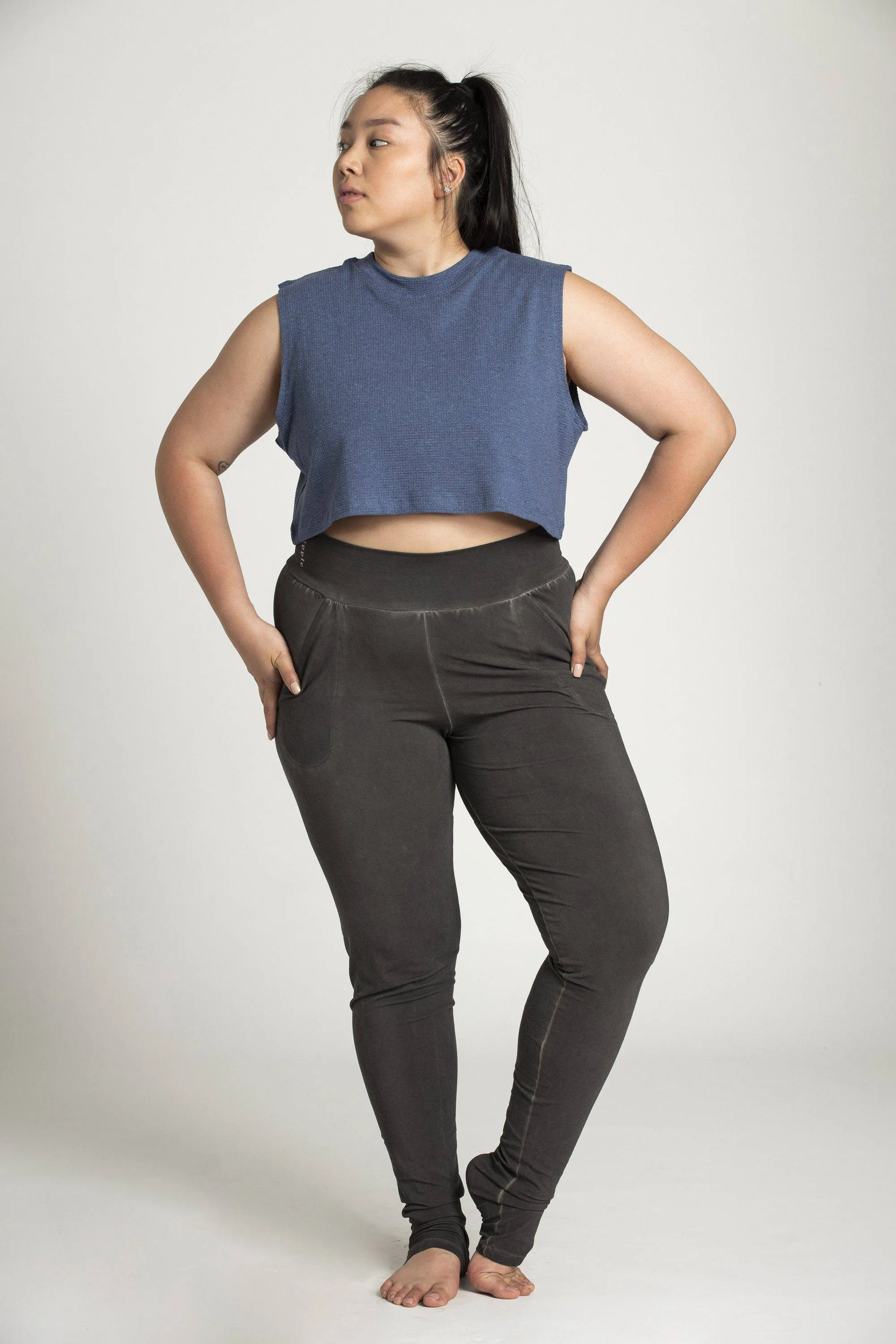Stonewash Extra Long Slouchy Pants