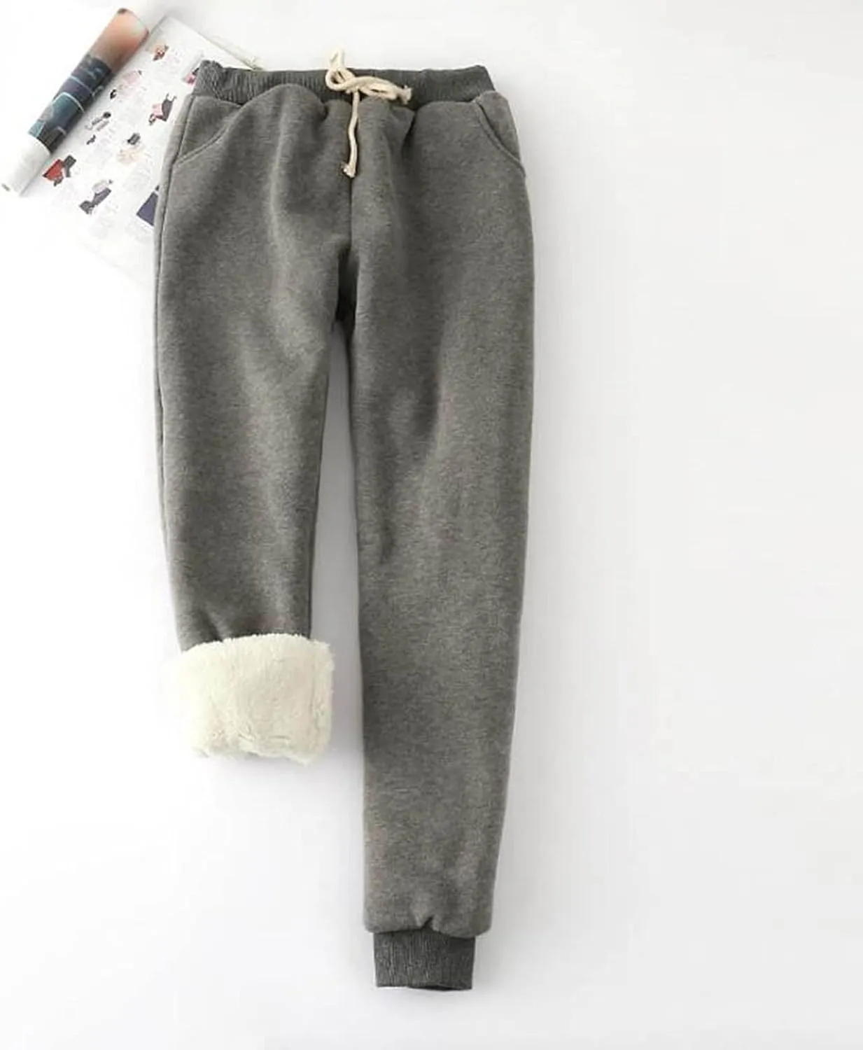 Sweatpants Women Fleece Lined,Winter Warm Joggers High Waist Athletic Jogger Pants Thicken Outdoor Pants with Pocket