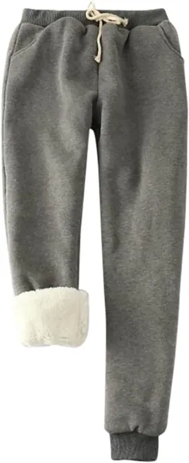 Sweatpants Women Fleece Lined,Winter Warm Joggers High Waist Athletic Jogger Pants Thicken Outdoor Pants with Pocket