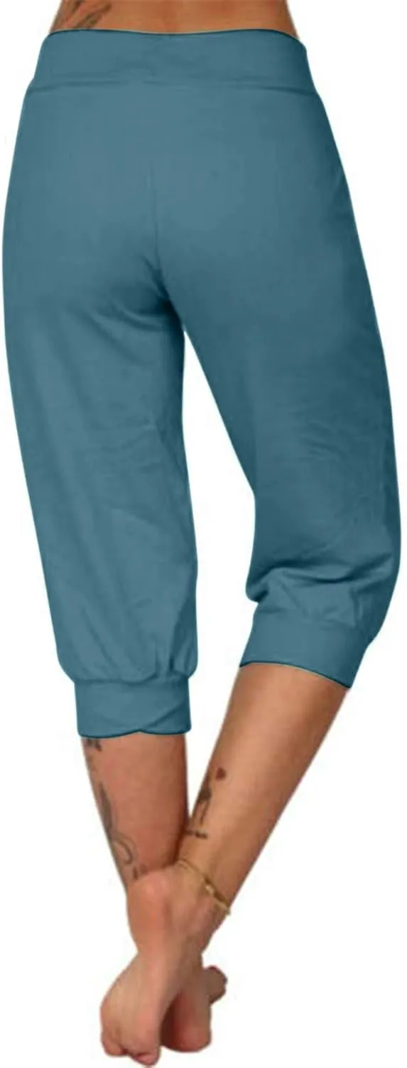 TANGNADE Women's Yoga Capris Pants Loose Soft Workout Joggers Joggers Elastic Waist Sweatpants Sports Casual Pants Pockets
