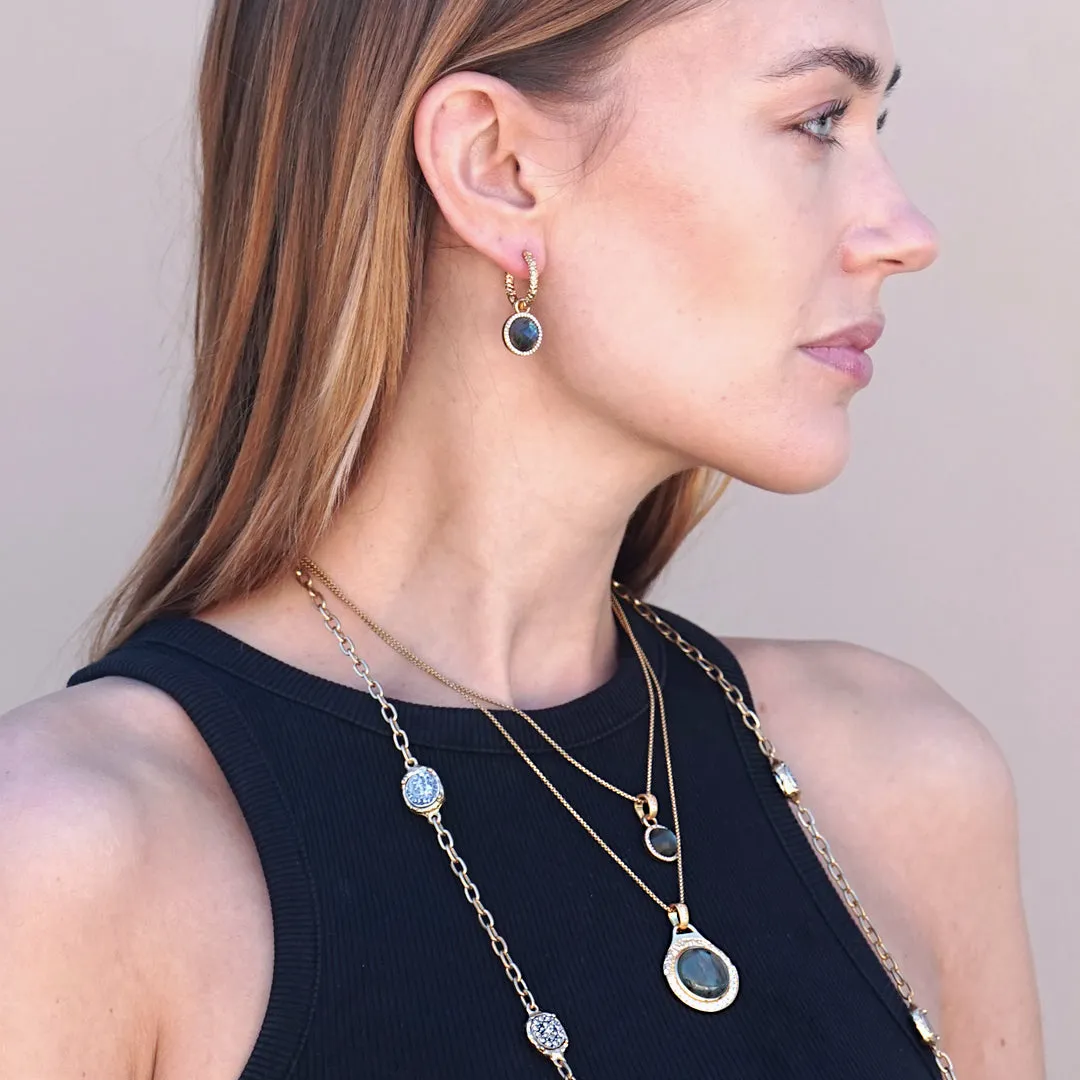 Tat2 Designs Gold Labradorite Demi Bezel Necklace