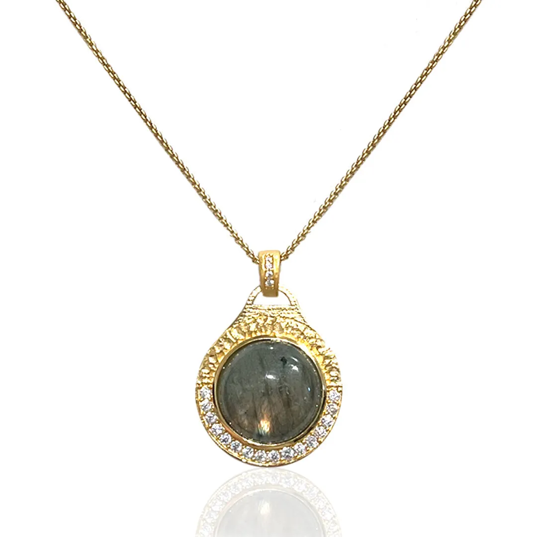Tat2 Designs Gold Labradorite Demi Bezel Necklace