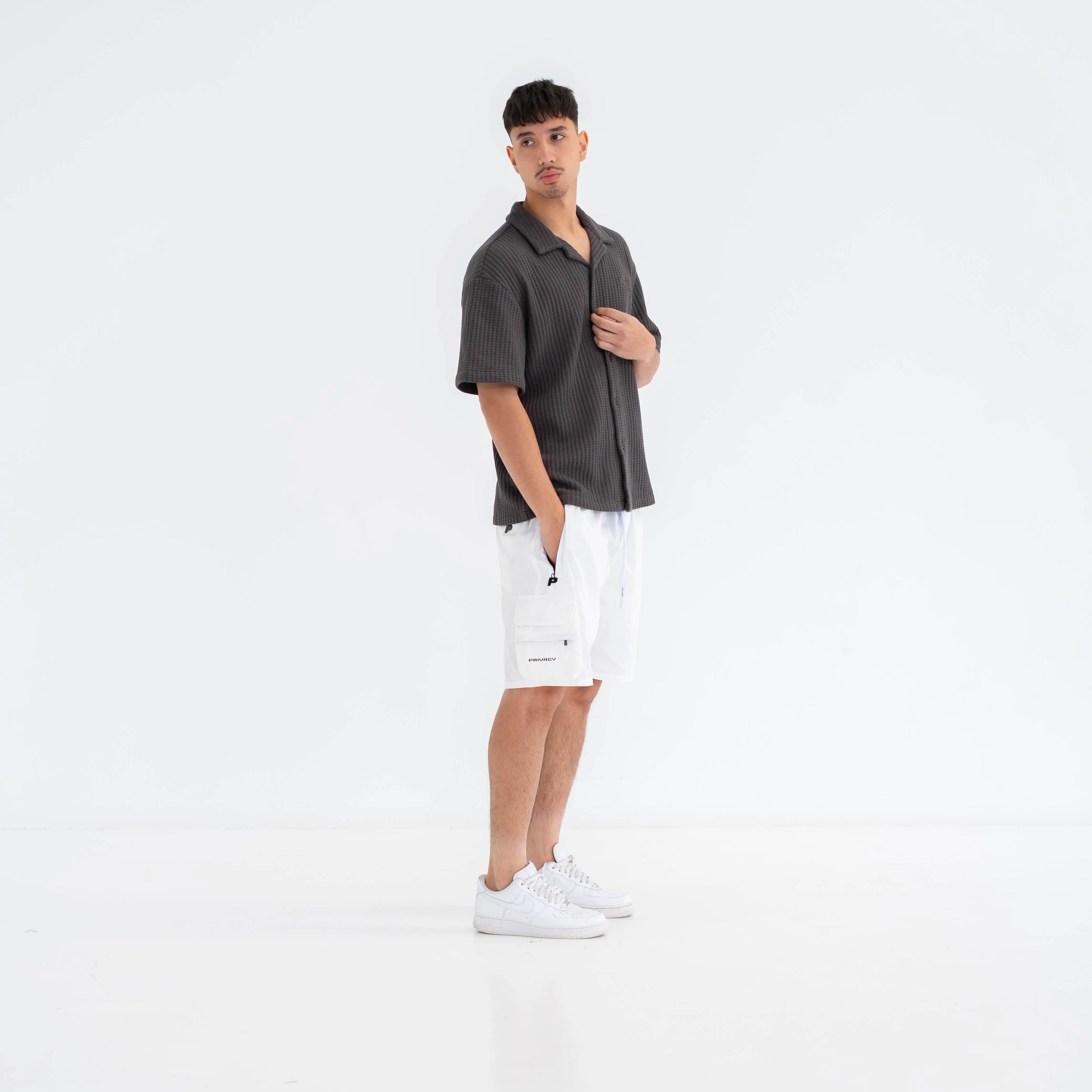 Textured Waffle Shirt - Charcoal