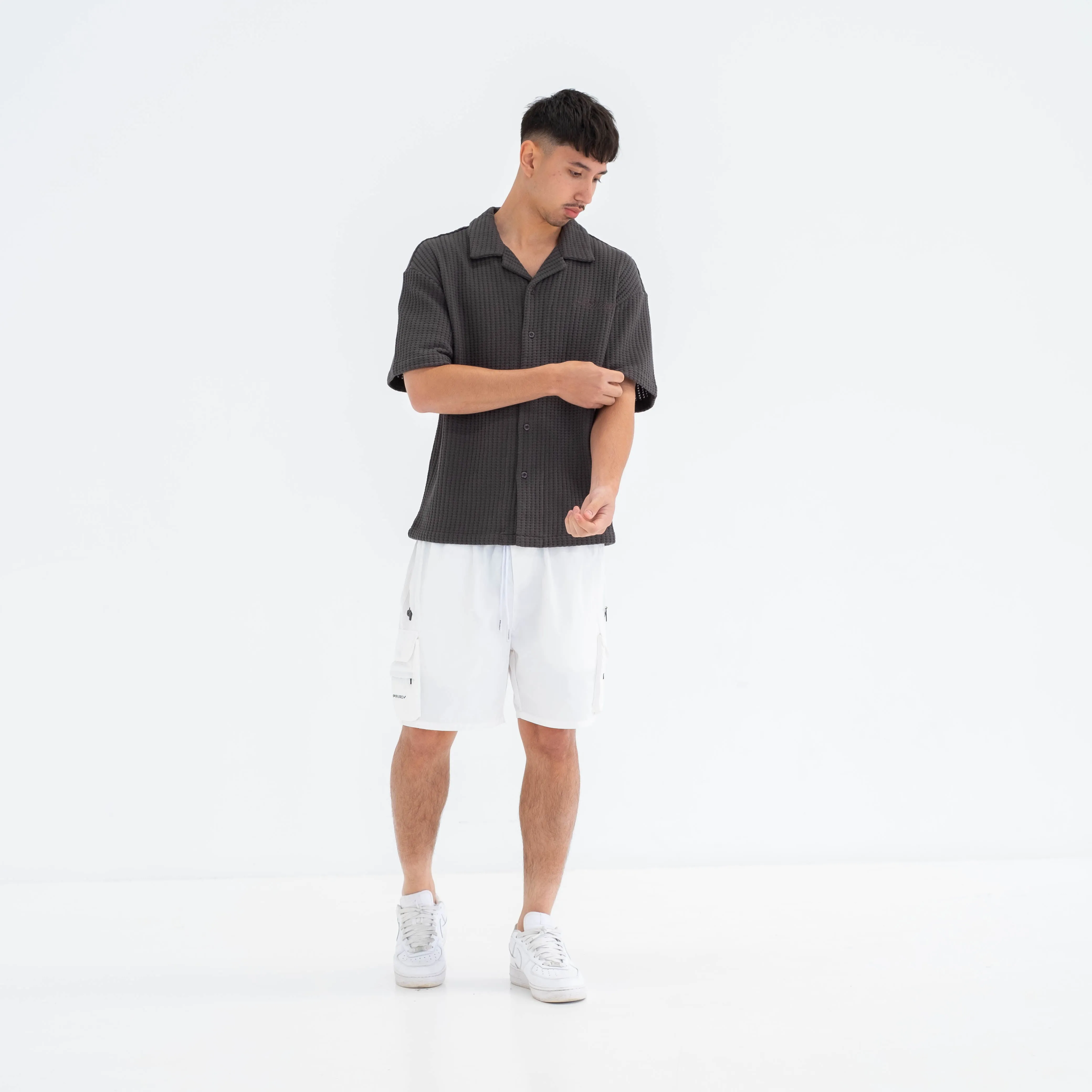 Textured Waffle Shirt - Charcoal