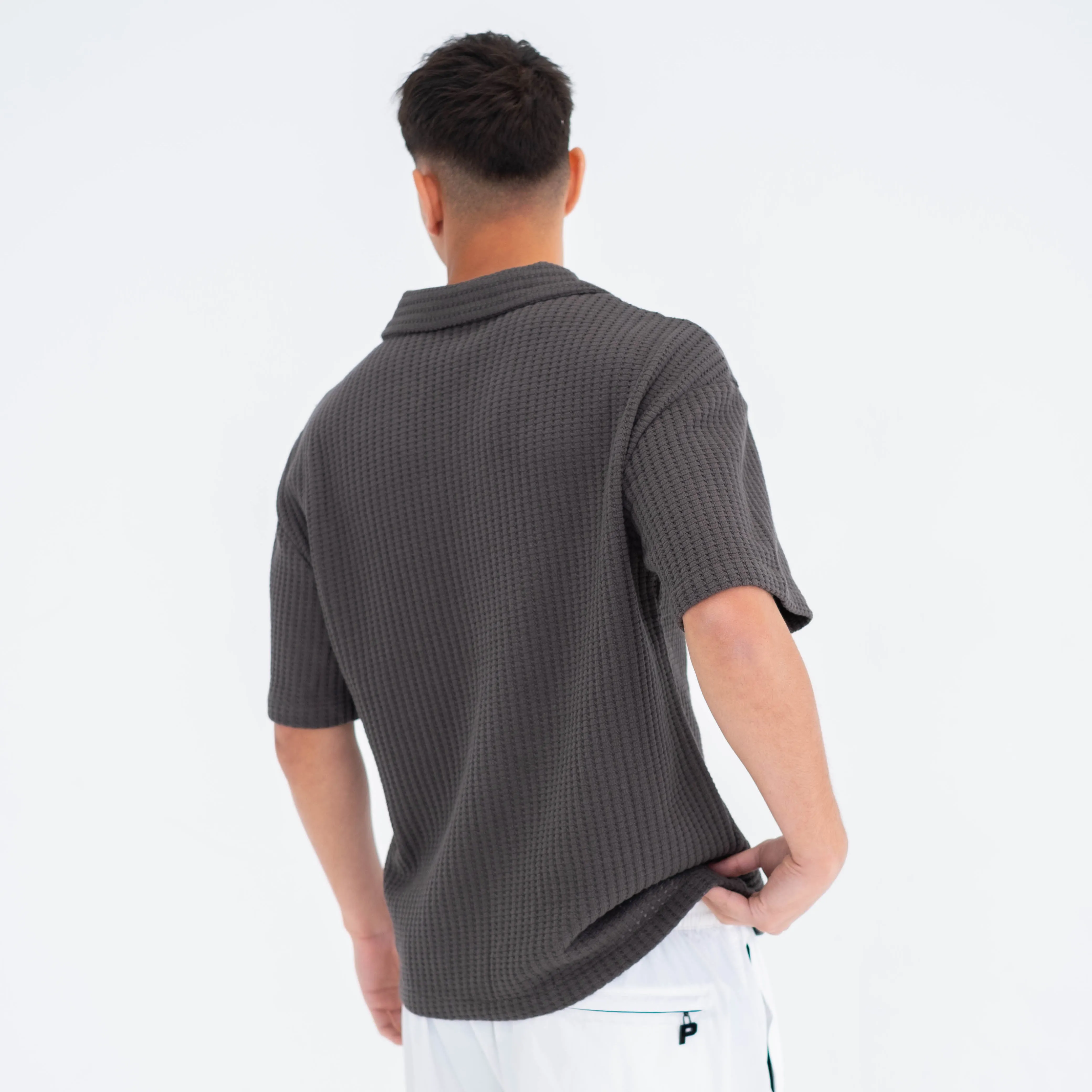 Textured Waffle Shirt - Charcoal