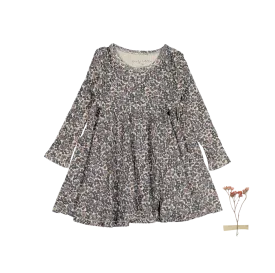 The Printed Long Sleeve Dress - Floral Ribbed