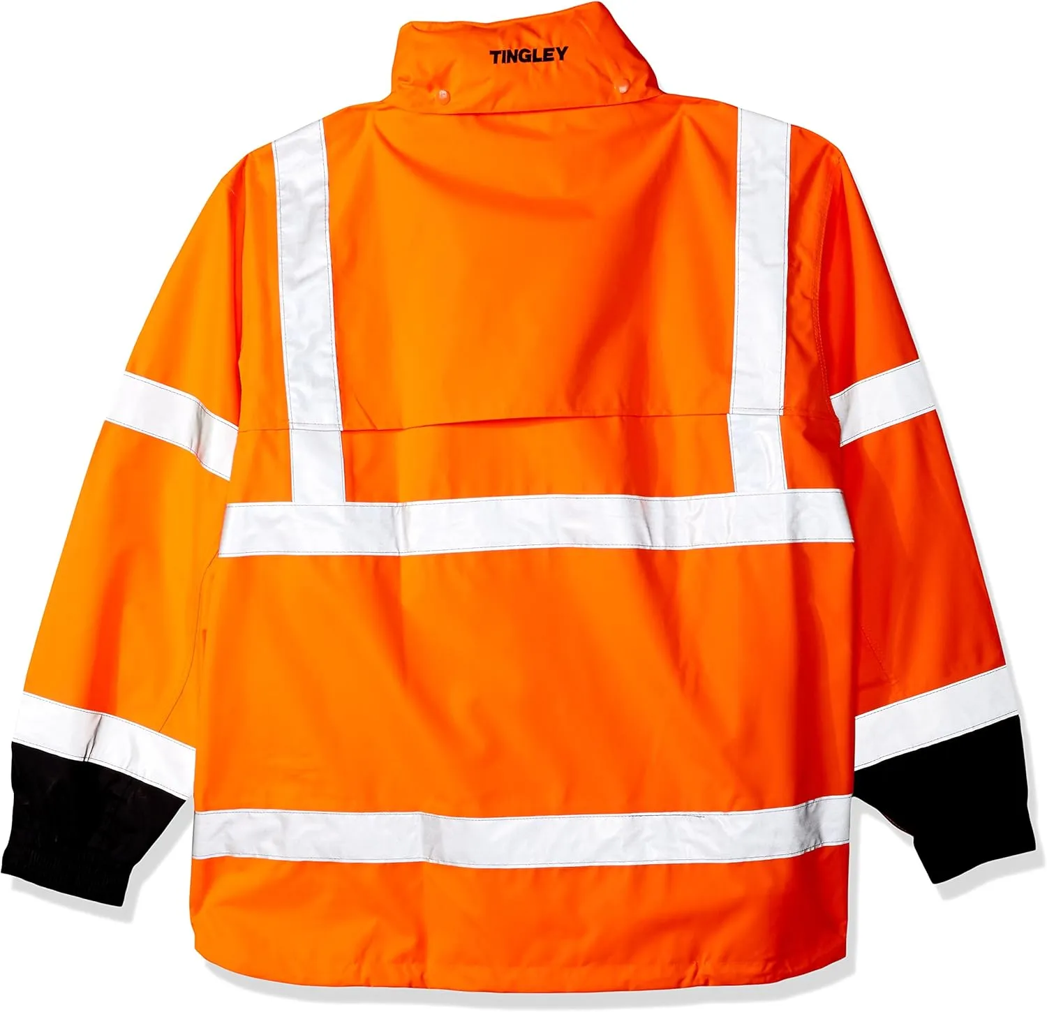 TINGLEY J24129 Icon Standard High Visibility Jacket with Attached Hood, 3XL, Fluorescent Orange/Red/Black