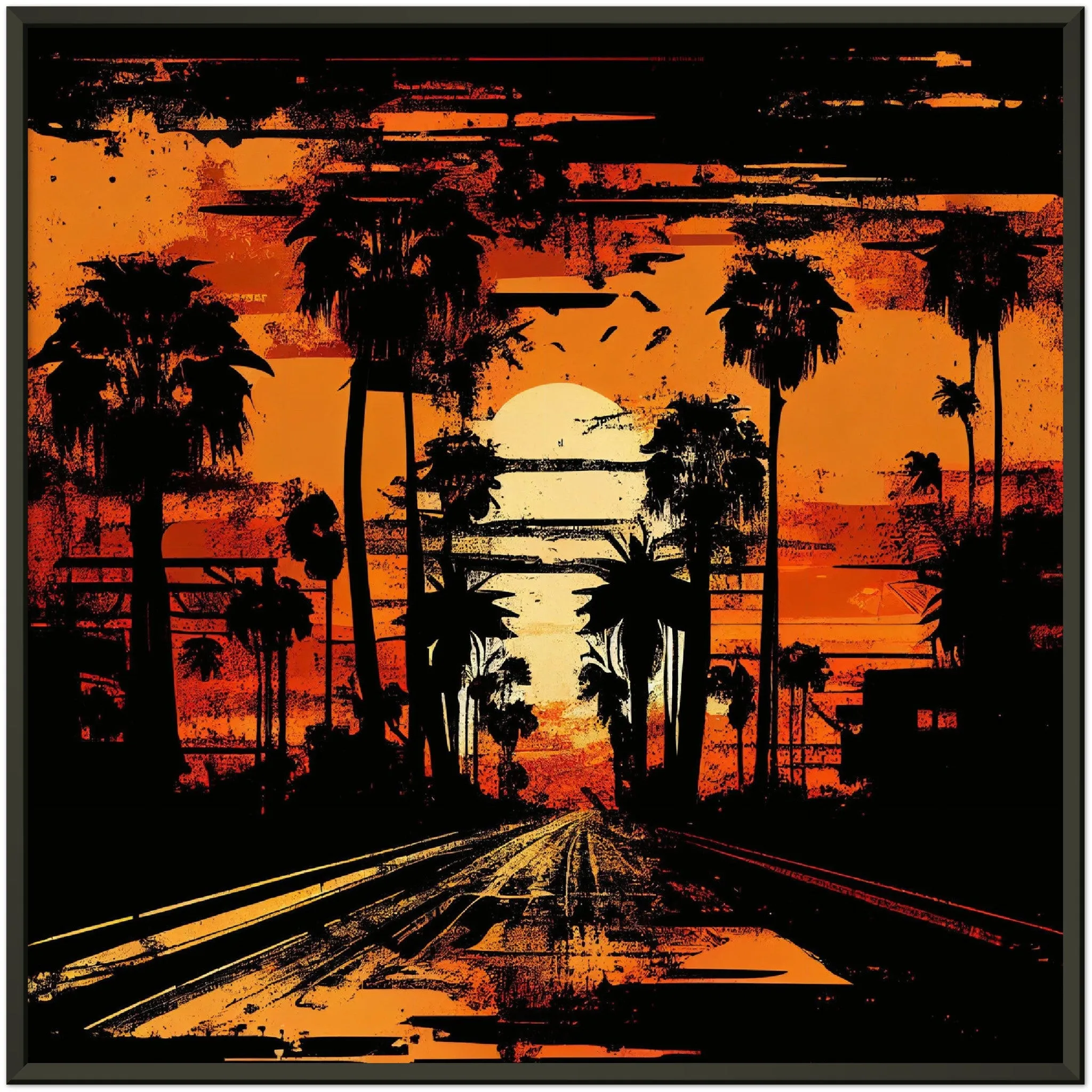 Vampire Art Grunge Sunset Boulevard - Premium Matte Paper Metal Framed Poster - 70x70cm (28x28inch)