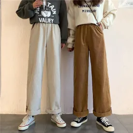 Vintage High-waist Pure Color Pants