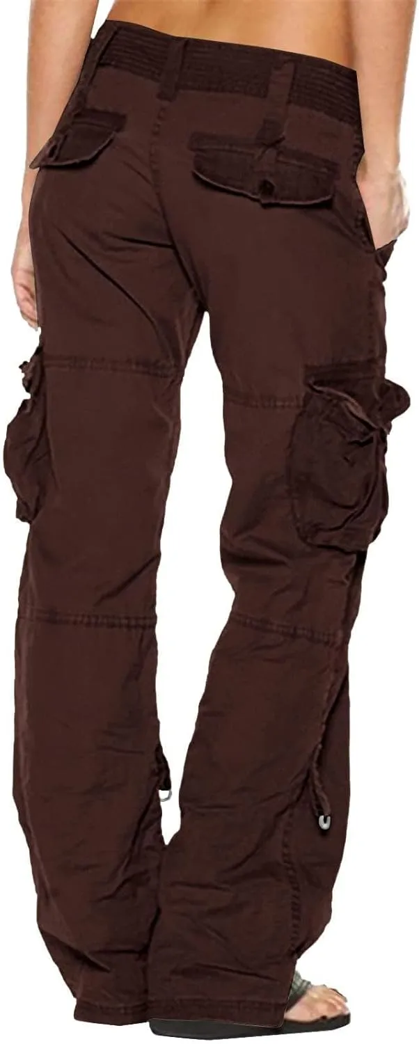 Women's Cargo Pants High Waisted Casual Wide Leg Pants Baggy Stretch Military Tactical Pants with Pockets