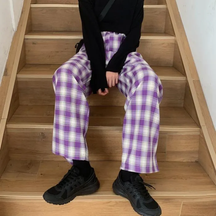 Women's Casual Plaid Straight Pants  