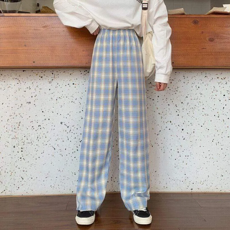 Women's Casual Plaid Straight Pants  