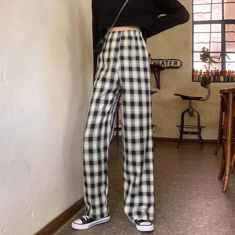 Women's Casual Plaid Straight Pants  
